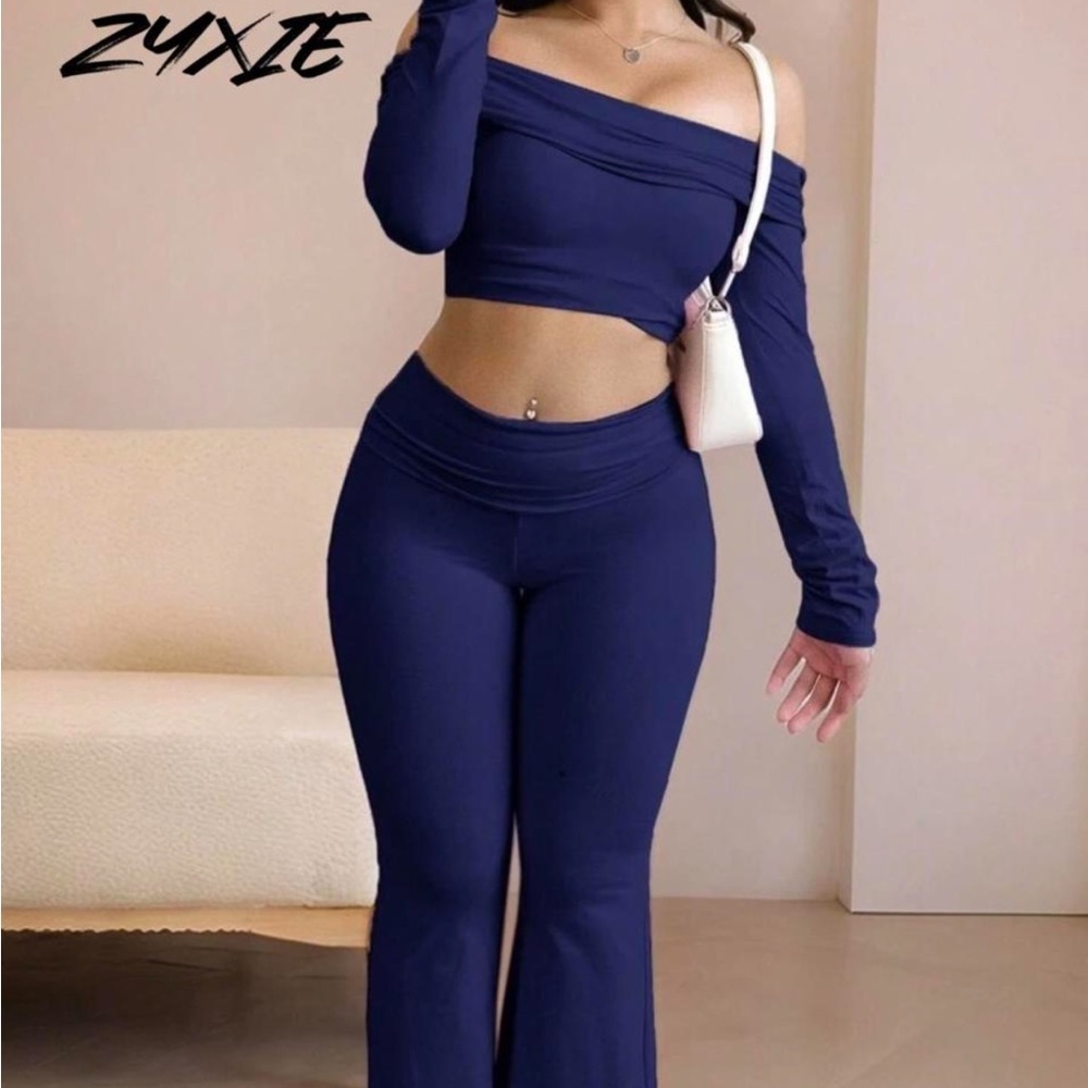 SHEIN Women's Navy Off-Shoulder Jumpsuit